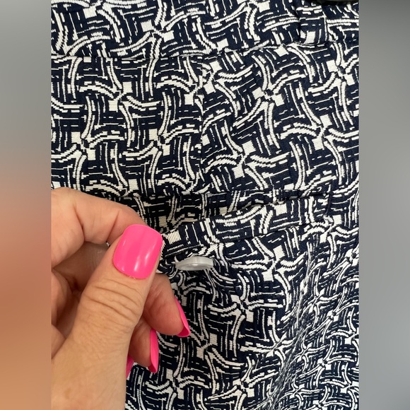 π πNWOT BANANA REPUBLIC βAveryβ Art Deco Bi-Stretch Ankle Pant Navy Combo | 8 - Picture 8 of 14